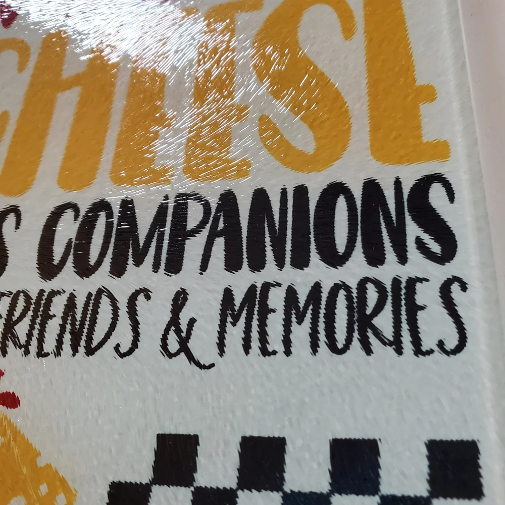 Wine and Cheese like Friends and Memories Glass Cutting Board